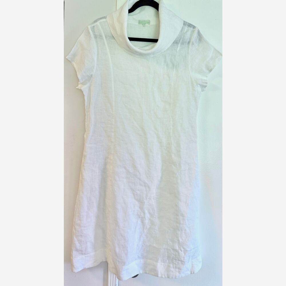 Petanu by Pashma Anthropologie Linen Dress Large XL Short Sleeve Cowl Minimalist
